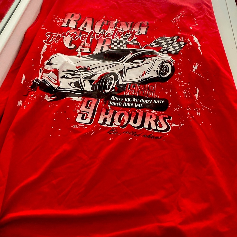 Red racing shirt
